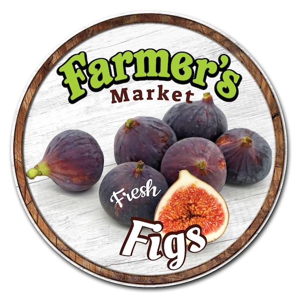 Corrugated Plastic Sign With Stakes 24in Circular-Farmers Market Figs, C-24-CIR-WS-Figs